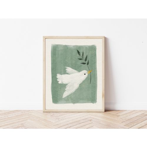 Peace dove wall art poster - Abstract print kids room nursery decor - Midcentury modern illustration - DIGITAL PRINT 16x20