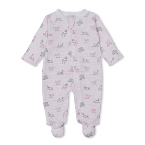 Safari Party Pink Zip Footie 0-3M