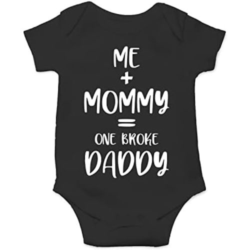 Belle Homie Me + Moomy = One Broke Daddy - Funny Baby Essentials Bodysuit - Newborn Baby Girl Clothes