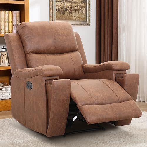 Leather Recliner Chair w/cupholders