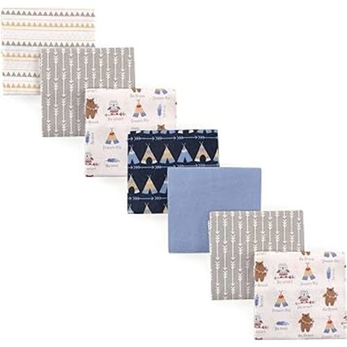 Luvable Friends Unisex Baby Cotton Flannel Receiving Blankets, Tribe 7-Pack, One Size