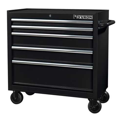 36 in. x 18 in., 5-Drawer Rolling Tool Cabinet, Black
