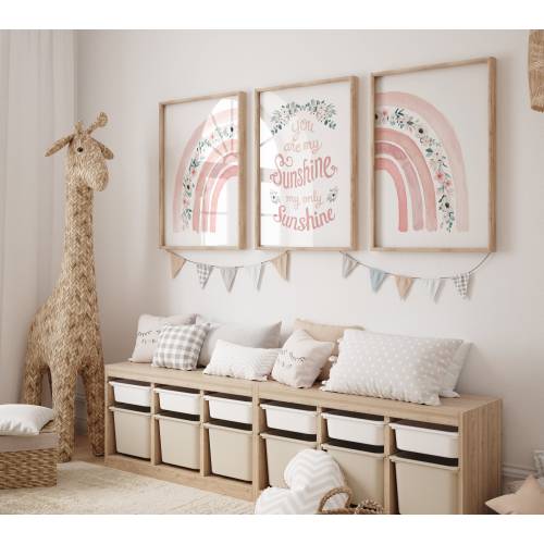 Boho nursery prints rainbow, blush pink nursery, rainbow nursery art, boho prints, girl nursery prints, blush nursery, boho baby room art