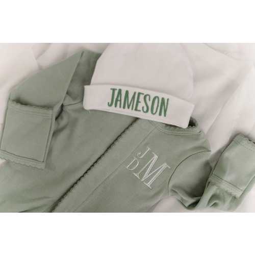 Baby boy coming home outfit, Monogrammed footie, Personalized Baby gift, Monogrammed sleeper, newborn pictures, shower gift