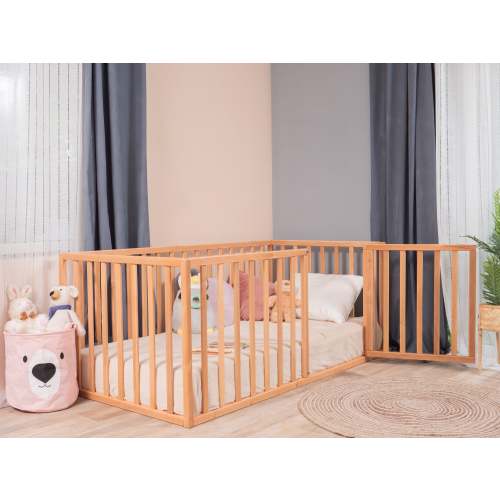 Montessori Floor Bed with Rails and Slats | Kids Wooden Bed by BUSYWOOD