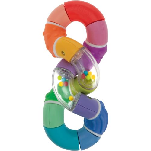 Nuby Twist-a-Ring Rattle Teether Toy for Babies - Toy for Baby Teething Relief - 6+ Months