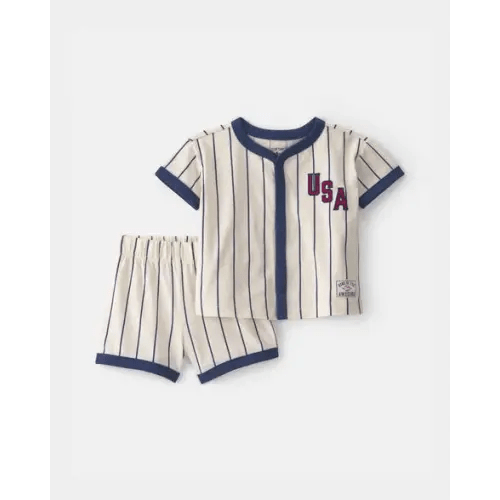 Baby 2-Piece 'USA' Baseball Striped Top & Short Set | Carter's
