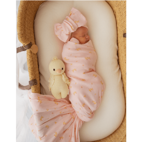 Essential Swaddle Set | Tiny Yellow Floral Pointelle *PRE-ORDER*