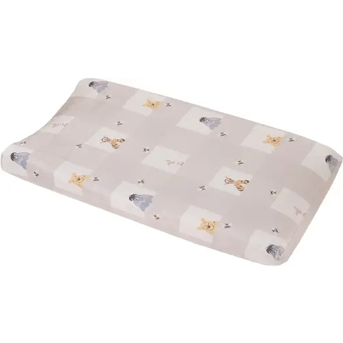 Disney Winnie The Pooh Hugs and Honeycombs Grey and White Plaid with Piglet, Tigger and Eeyore Contoured Changing Pad Cover