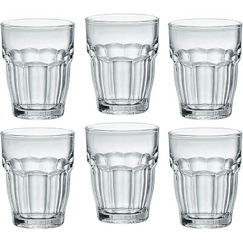 Bormioli Rocco Rock Bar 2.25 oz. Shot Stackable Tempered Beverage Glasses for Cold Drinks, Water, and Cocktails, Set of 6, Clear