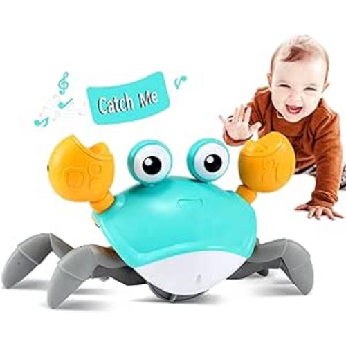 Crawling Crab Baby Toys 6–12 Months, Tummy Time Toys for Babies with Music and Lights, Interactive Infant toy for Crawling, Walking and Early Development, 1st Birthday Gift for Toddlers 1–3