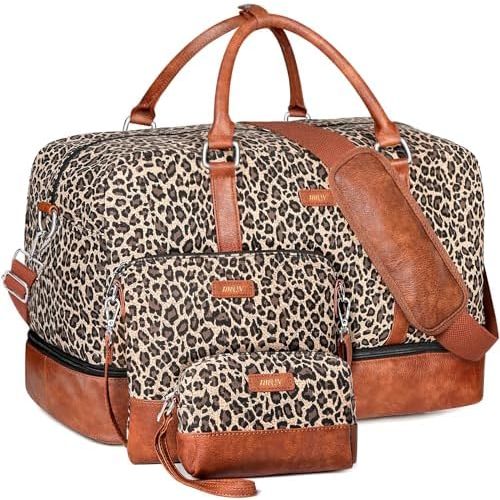 IBFUN Weekender Bags for Women, 21" Weekender Travel Bag, Travel Duffle Bag with Shoe Compartment Carry on Overnight Duffel Bag for Weekend Travel Business Trip, 3PCS