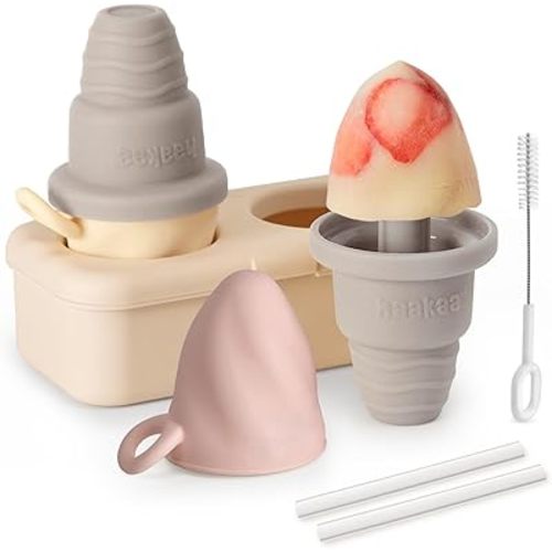 Haakaa Freeze-N-Sip Ice Cream Molds, Mess Free Popsicles Molds Ice Pop Makers, BPA Free Food Grade Silicone Homemade Ice Pop Molds for Kids 3 Years+ (Slate Berry)