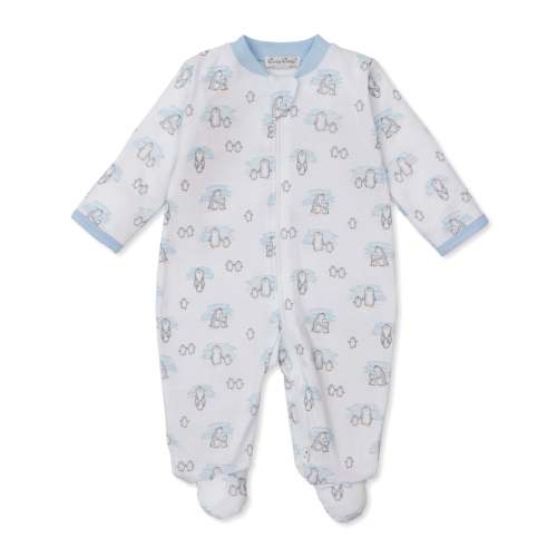 Snow Happy Penguins Blue Zip Footie