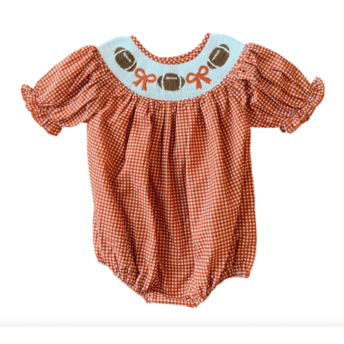 Burnt Orange Gingham Football Hallie Bubble
