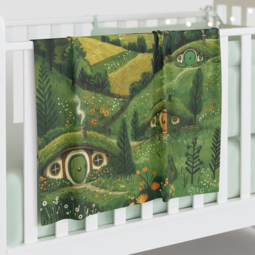 Hobbit Home Baby Swaddle Blanket: Lord of the Rings Infant Blanket, Tolkien Nursery Decor