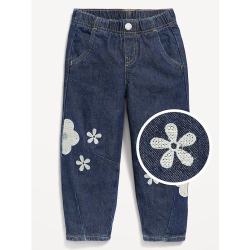 Pull-On Baggy Barrel-Leg Jeans for Toddler Girls