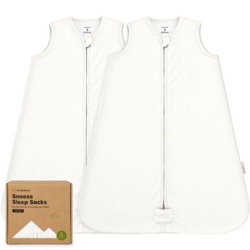 2-Pack Snooze Baby Sleep Sacks, Organic Cotton Wearable Blanket, Soft Toddler Sleeping Bag, Smooth Zipper (Soft White, Small)
