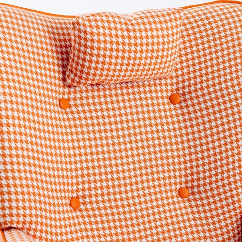 Upholstered Nursery Rocking Chair w/Head Pillow & Pattern,Orange