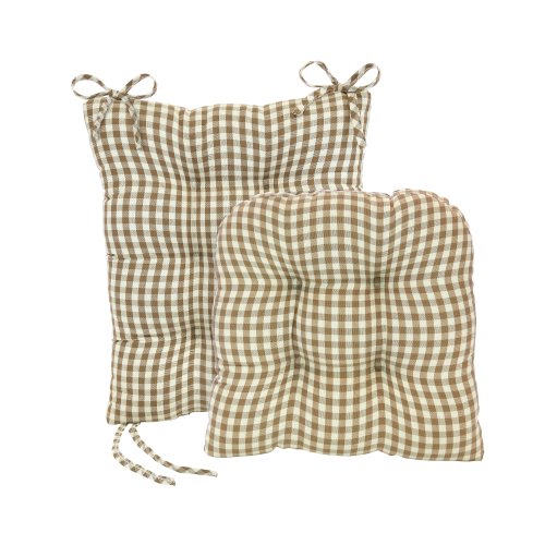 Gripper Gingham Rocking Chair Seat Cushion Set with Gripper Backing