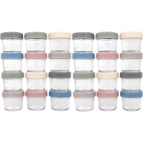 WeeSprout Glass Baby Food Storage Jars with Lids, Reusable Small Containers, 4 oz, 24 Pack - Matte Variety