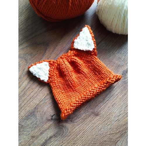 Hand knit chunky baby fox hat