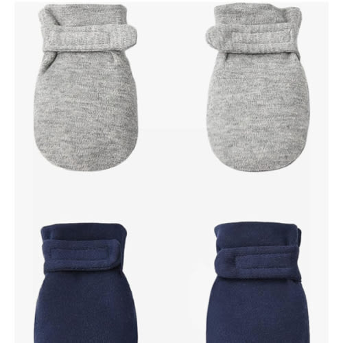 Newborn Baby No Scratch Mittens Stay On, 100% Cotton Breathable, Adjustable Infant Gloves for Baby Boys Girls Mittens