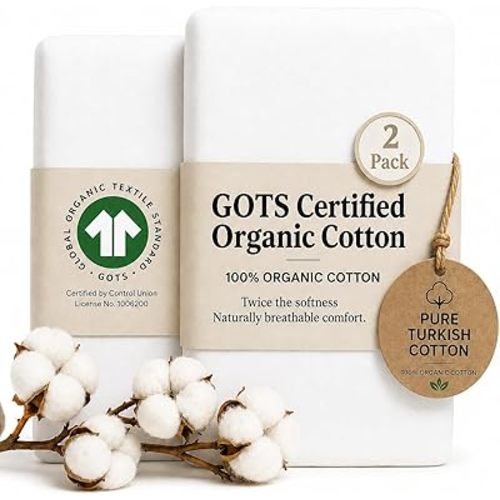 2 x GOTS Organic Bedside Bassinet Sheets 33x20 and 35x19 Compatible with Maxi Cosi Iora, Baby Delight, Ronbei, Koola Baby Bond, Harppa Cudly 3 in 1 - Luxury Turkish Cotton - Boy, Girl
