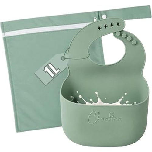 Car Sickness Silicone Vomit Bib for Toddlers, 1 to 5 Years, Green