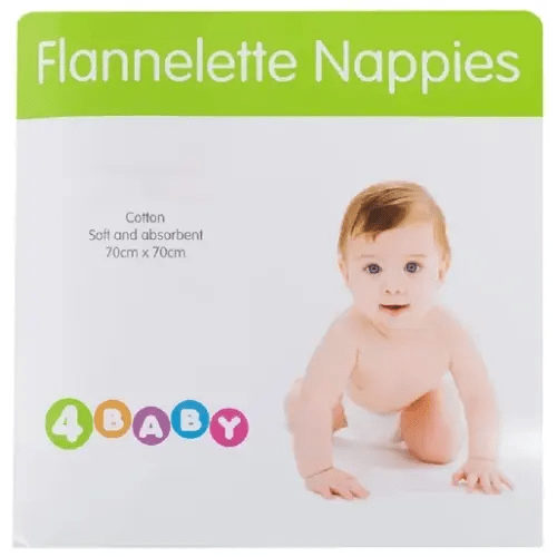 4Baby Flannelette Nappies 8Pk White | Baby Bunting AU