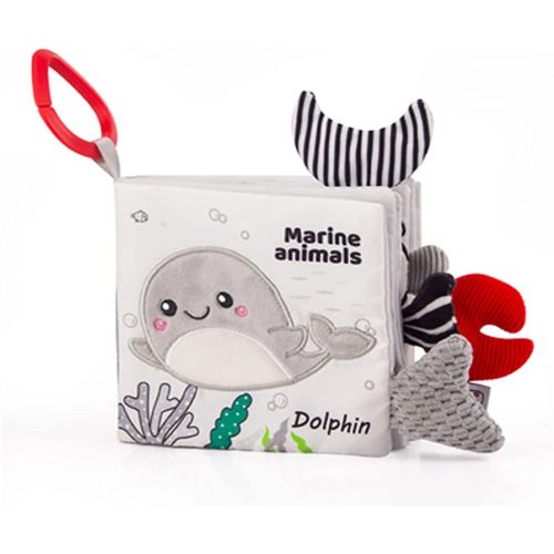 Cloth Books for Babies, Touch and Feel Crinkle Ocean Cloth Book for Infant Baby Teething Toys 6 to 12 Newborn Baby Sensory Learning (Ocean Cloth Book)