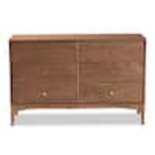 Baxton Studio Landis 6-Drawer Ash Walnut and Gold Dresser (30.5 in. H x 47.2 in. W x 15.7 in. D) 193-11303-HD