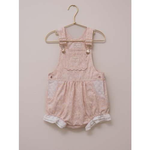 Girls Poppy Lace Shortalls - Peach Garden – Dear Eden