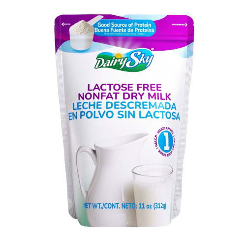 DairySky Lactose Free Nonfat Dry Milk Powder, 11 oz Pouch, Shelf-Stable, 8g Protein per Serving, No Added Sugar