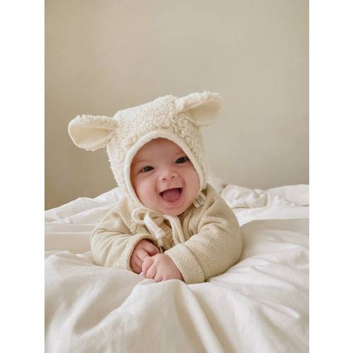 White Bear Bonnet Winter Fleece Bonnet Animal Fleece Baby Bonnet Polar Bear Bonnet Baby White Bonnet Unisex Baby White Bonnet Baby Shower