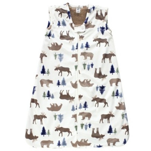 Hudson Baby Infant Boy Plush Faux Fur Sleeping Bag, Wearable Blanket, Moose Bear, 0-6 Months