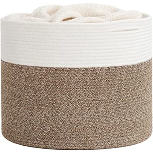 Goodpick 15.8 x 15.8 x 13.8 Inches Blanket Basket - Cotton Rope Baskets for Blankets & Toys, Nursery & Living Room Decor (Soft Material Design)