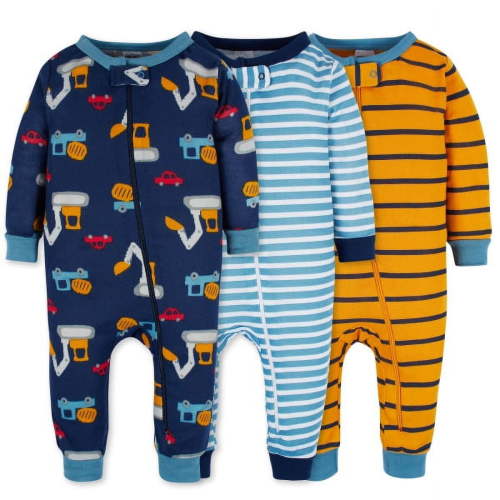 Gerber Baby and Toddler Boy Snug Fit Footless Pajamas, 3 Pack, Sizes 0-3 Months - 5T
