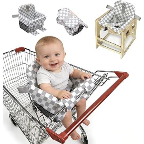 Shopping Cart Cover for Baby Boy & Girl,High Chair Cover for Restaurant Seat,Soft Padded Machine Washable Infant Toddler Buggy Seat Cover,Swing Insert for Infant & Toddler - Grey White Pattern