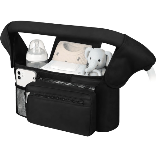 DAZO Stroller Organizer with Insulated Cup Holder and Phone Compartment Compatible with Most Strollers