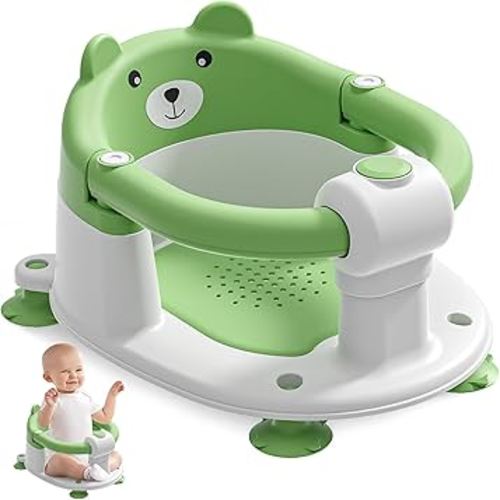 Baby Bath Seat for Babies 6 Months & up, Non-Slip Toddler Bath Seats for Babies Sitting Up, Safe Infant & Newborn Bathtub Chair with 4 Suction Cups & Soft Cushion for Shower,Gray