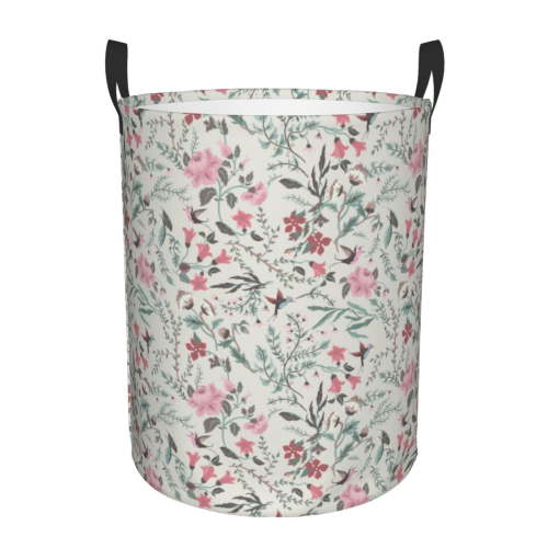 Xecao Fairy Floral Print Laundry Hamper Basket,designed for Blanket Storage and Nursery Clothes in the Bedroom