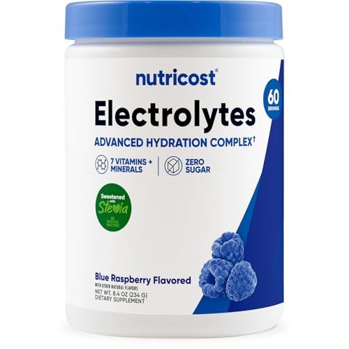 Nutricost Electrolyte Complex Powder, 60 Servings, Blue Raspberry | Hydration Supplement Drink Mix, With Vitamins and Minerals