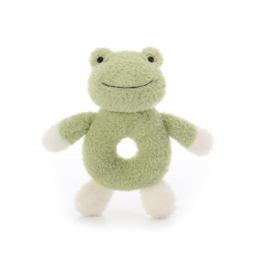 Apricot Lamb Baby Frog Soft Rattle Toy, Plush Stuffed Animal for Newborn Soft Over 0 Months (Frog, 6 Inches)