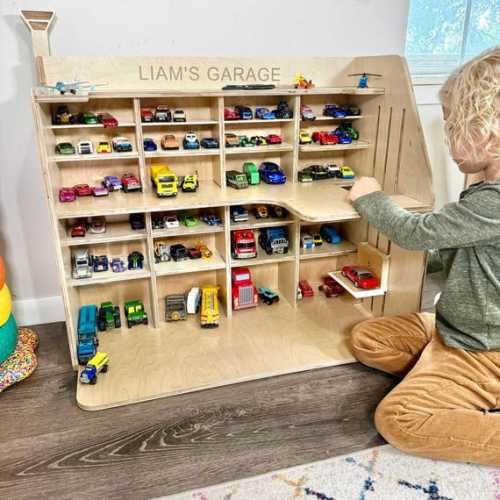 Toy Car Garage, Personalized Toys for Boys, Montessori Toy Car Storage, Toddler Gift - Etsy