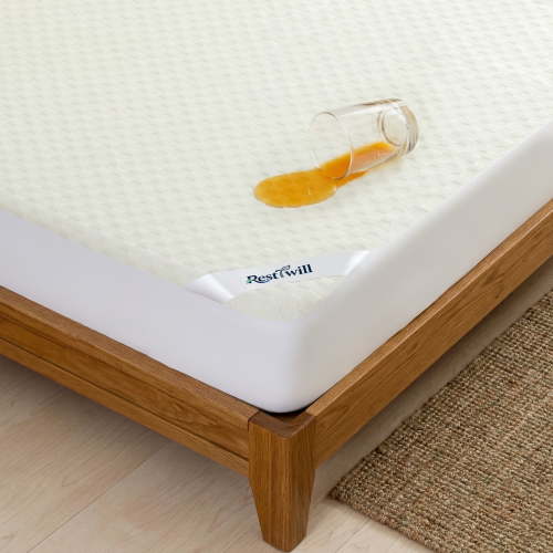 RestTwill Waterproof Mattress Protector Blended with 50% Organic Cotton & 50% Viscose from Bamboo Soft Noiseless, Queen