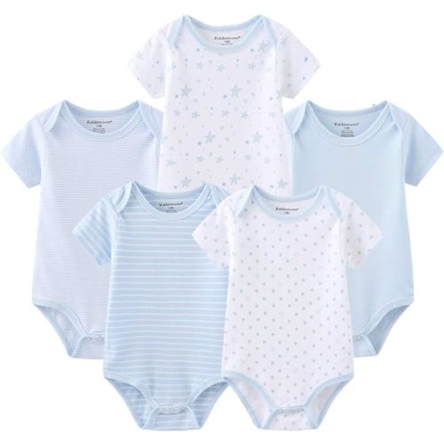 Kiddiezoom Baby Bodysuit Newborn Short Sleeve baby One-Piece Cotton 5-Pack baby clothes