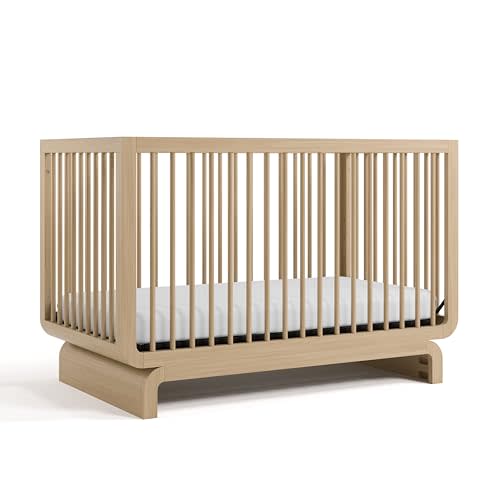 Storkcraft Santorini 5-in-1 Convertible Crib with Toddler Guardrail – GREENGUARD Gold Certified, Conversion Kit Included, 100% Solid Wood, Fits Standard Crib Mattress (Driftwood)