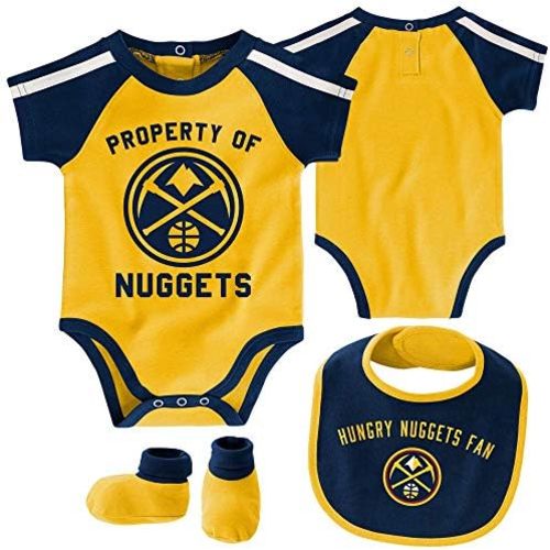 Outerstuff NBA Newborn Infants Rebound 3 Piece Creeper, Bib and Bootie Bodysuit Set