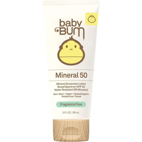 Sun Bum Baby Bum SPF 50 Sunscreen Lotion with Mineral UVA/UVB Face and Body Protection for Sensitive Skin - Fragrance Free - Travel Size - 3 FL OZ